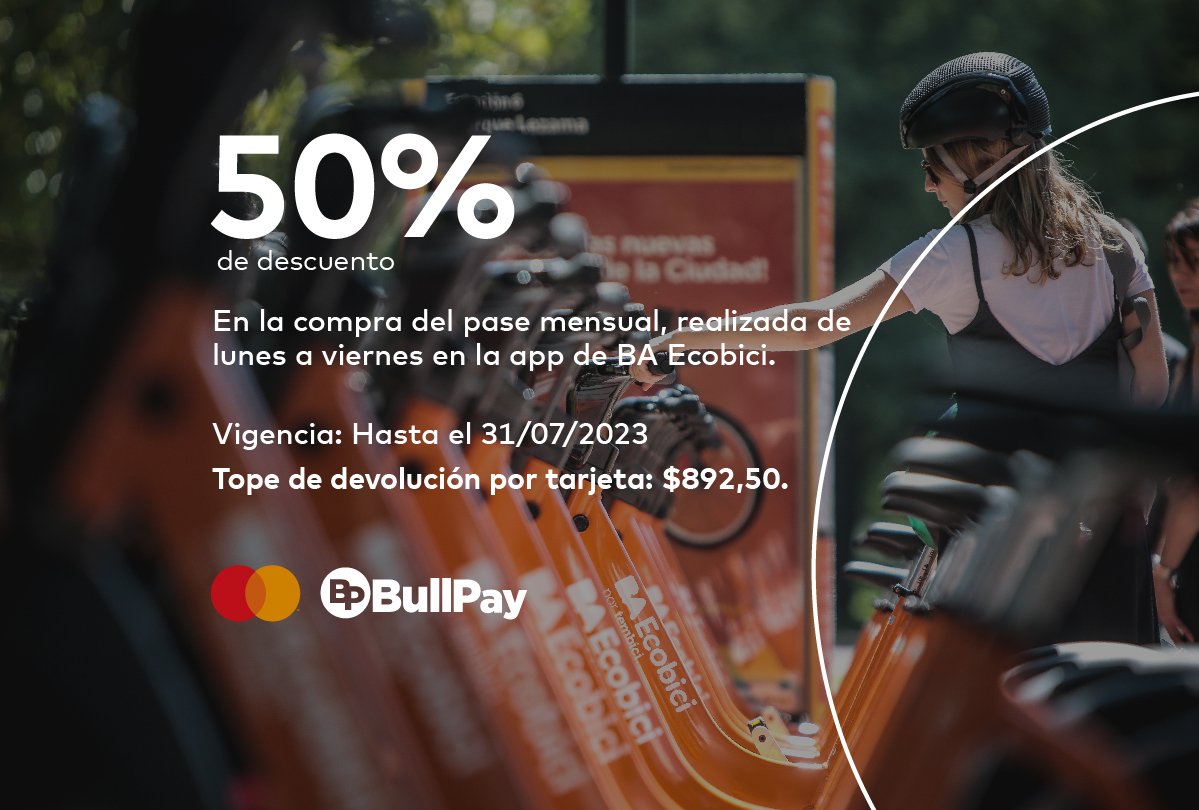 Beneficios BullPay Ecobici 50% OFF
